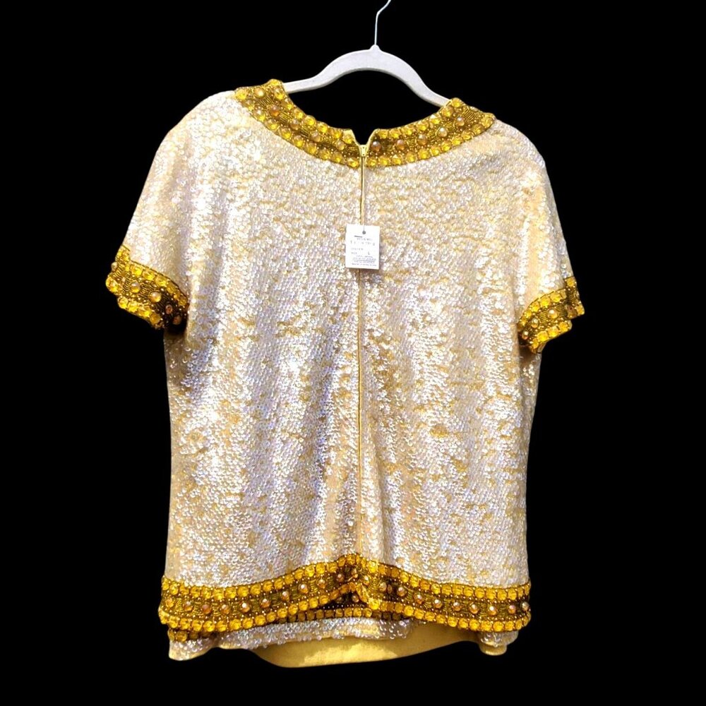 60s Sequin Beaded Yellow Skirt Set XL NWT Cleopatra Movie Inspired Hong Kong - Picture 14 of 16